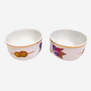 2 Vintage Royal Worcester Evesham Gold Ramekin Dishes Porcelain Berry Olive 60s